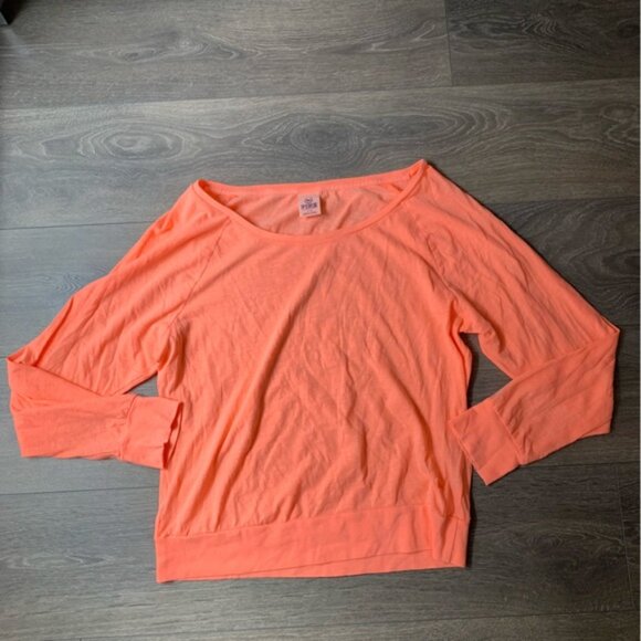 Pink Victoria's Secret Long sleeve T-shirt Burnout Orange Size Large - Picture 3 of 8